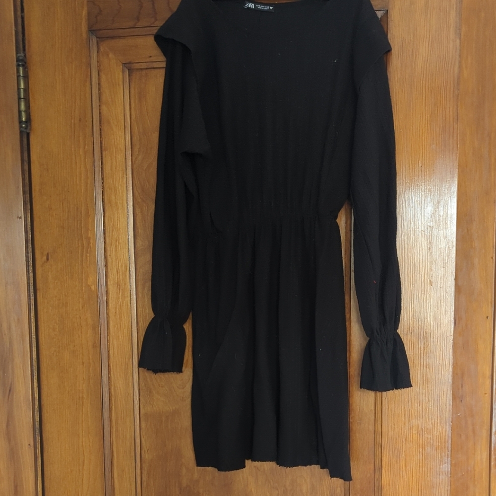 Zara Elegant Black Long Sleeve Dress